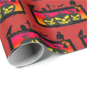 Halloween inpakpapier ( rode achtergrond ) (Rol Hoek)
