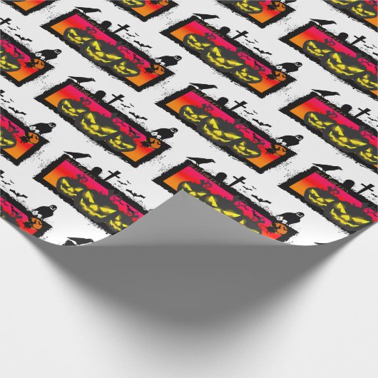 Halloween inpakpapier ( witte achtergrond ) (Hoek)