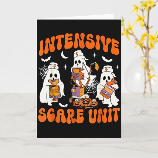 Halloween Intensive Care E Unit Spookverpleegster  Kaart (Gele Bloem)