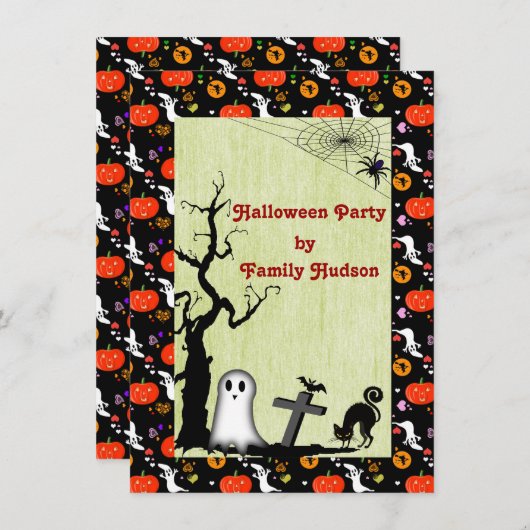 HALLOWEEN-INVITATIE KAART (Voorkant / Achterkant)