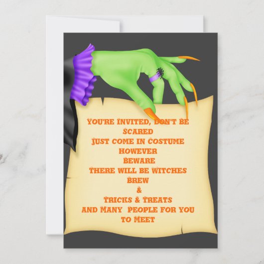 HALLOWEEN INVITATIES WITCH HANDS KAART (Voorkant)
