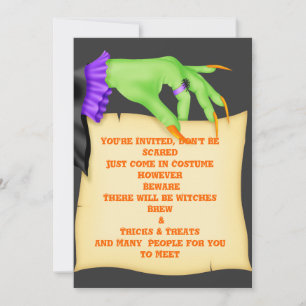HALLOWEEN INVITATIES WITCH HANDS KAART