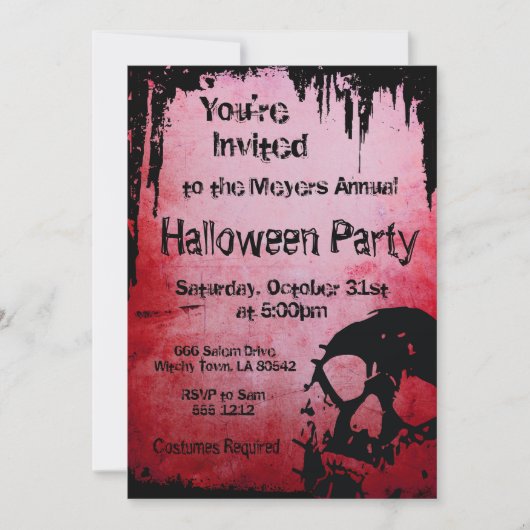 Halloween Invitation and Skull Kaart (Voorkant)