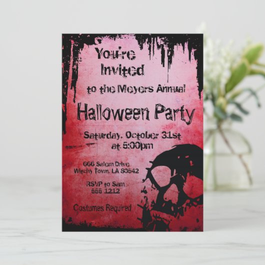 Halloween Invitation and Skull Kaart (Staand voorkant)