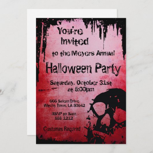 Halloween Invitation and Skull Kaart (Voorkant / Achterkant)