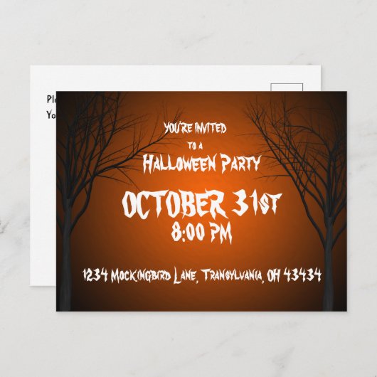 Halloween Invitation Briefkaart (Voorkant / Achterkant)
