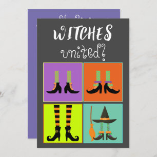 Halloween Invitation Card witches United BYOB Kaart