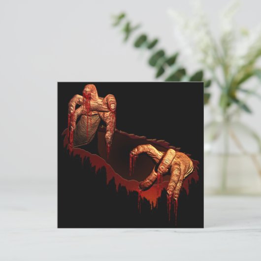 Halloween Invitation Custom Halloween Zombie Kaart (Staand voorkant)