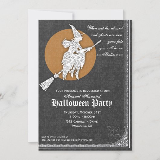 Halloween Invitation Elegant Witches Ball Kaart (Voorkant)