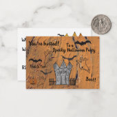 Halloween Invitation Flat Note Kaart Notitiekaartje (Voorkant / Achterkant in situ)