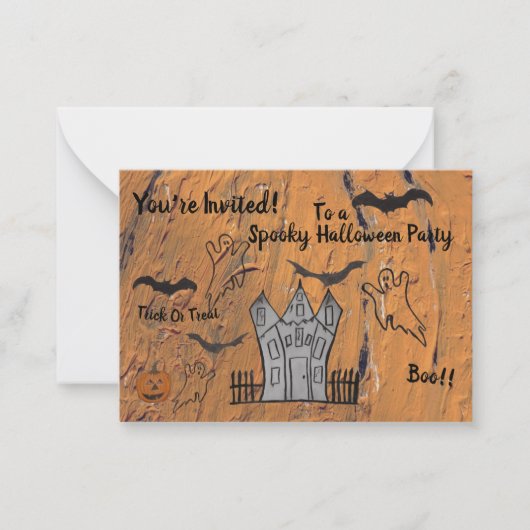 Halloween Invitation Flat Note Kaart Notitiekaartje (Voorkant)