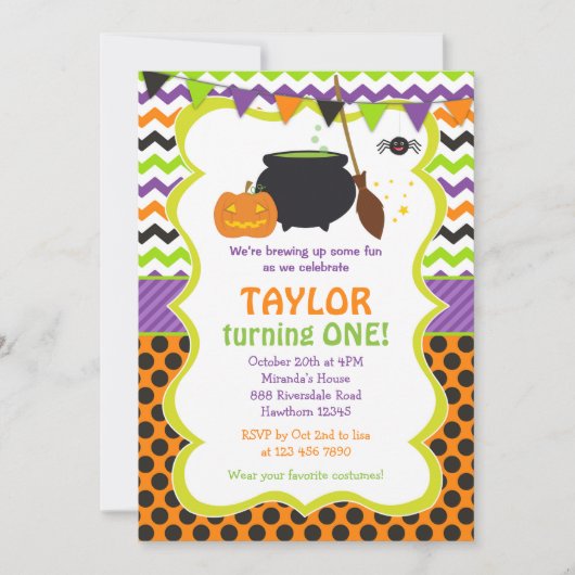 Halloween Invitation / Halloween Birthday Invite Kaart (Voorkant)