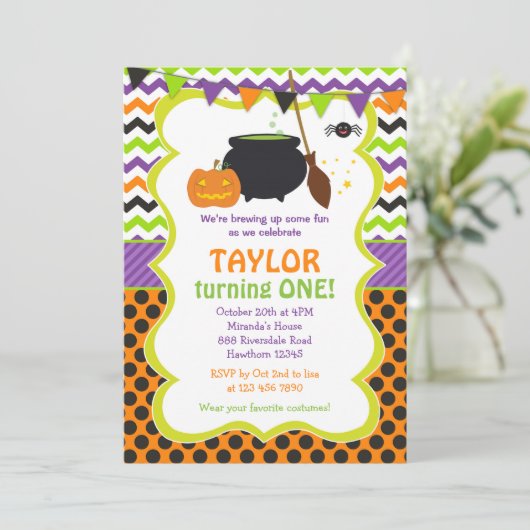Halloween Invitation / Halloween Birthday Invite Kaart (Staand voorkant)