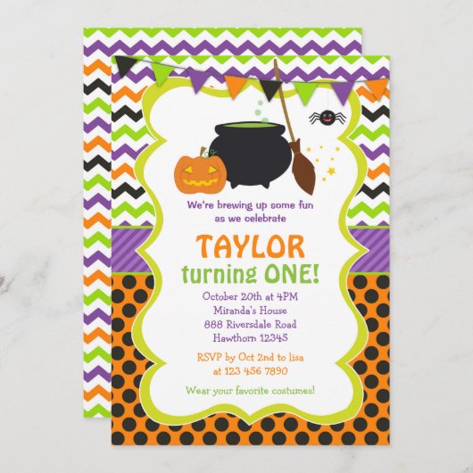 Halloween Invitation / Halloween Birthday Invite Kaart (Voorkant / Achterkant)