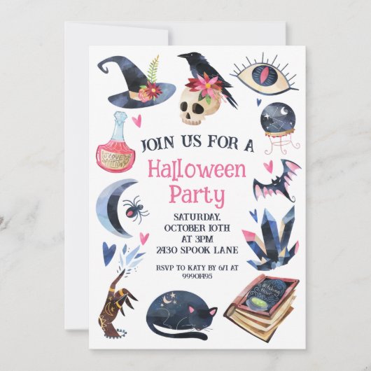 Halloween Invitation, Halloween Party Invitation, Kaart (Voorkant)