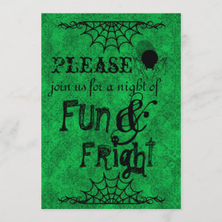 Halloween Invitation in Bright Green Kaart
