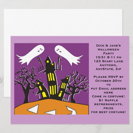 Halloween Invitation Kaart (Voorkant / Achterkant)