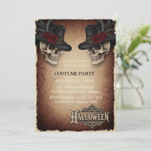 Halloween Invitation Kaart | Gotische schedels (Staand voorkant)