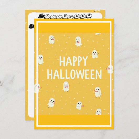 Halloween Invitation Kaart met leuke geesten! (Voorkant / Achterkant)