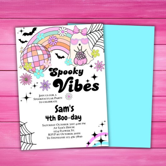 Halloween Invitation Kind Schattigee Retro Ghost V Kaart