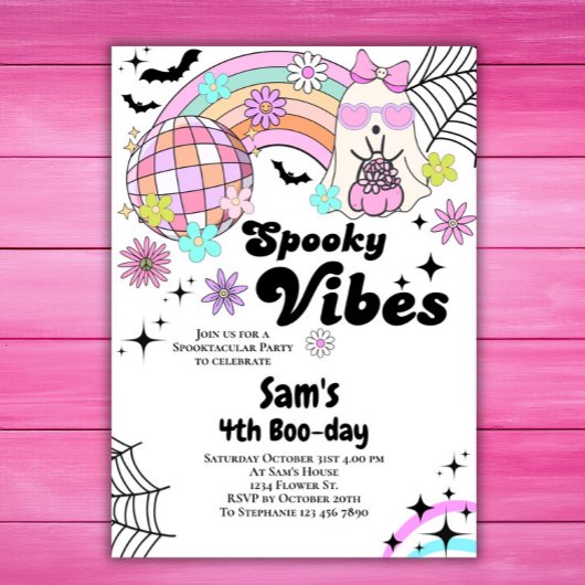 Halloween Invitation Kind Schattigee Retro Ghost V Kaart