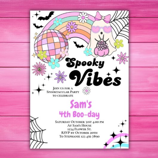 Halloween Invitation Kind Schattigee Retro Ghost V Kaart