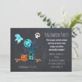 Halloween Invitation - Spooky Scene met Snoep Kaart (Staand voorkant)