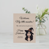 Halloween Invitation | Spooky Witch Greeting Card Folie Uitnodiging Briefkaart (Staand Voorkant)