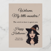 Halloween Invitation | Spooky Witch Greeting Card Folie Uitnodiging Briefkaart (Voorkant)
