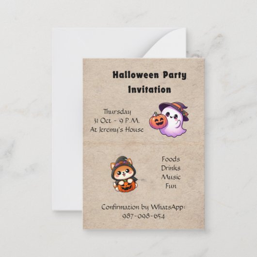 Halloween Invitation to be personalised Notitiekaartje (Voorkant)