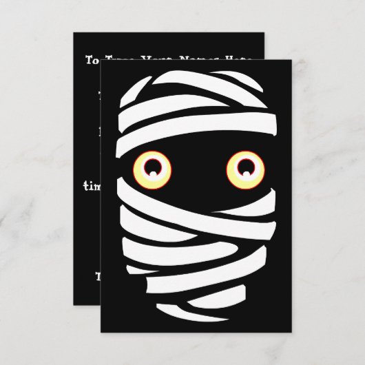Halloween Invitations Custom Halloween Mummy Kaart (Voorkant / Achterkant)