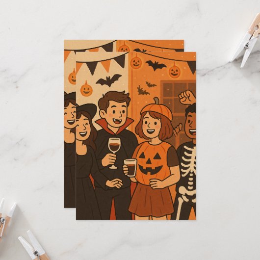 Halloween invitations for a fun party kaart (Voorkant / Achterkant in situ)