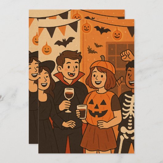 Halloween invitations for a fun party kaart (Voorkant / Achterkant)