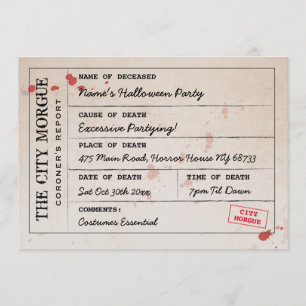 Halloween Invite City Morgue Coroner's Kantoor Kaart