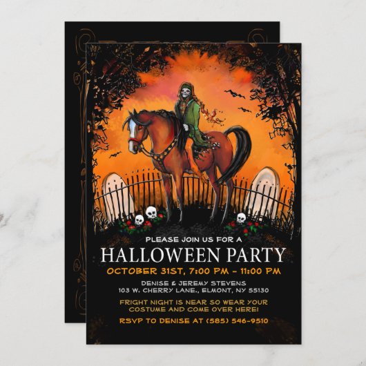 Halloween Invite - Ghoul on Horseback Kaart (Voorkant / Achterkant)