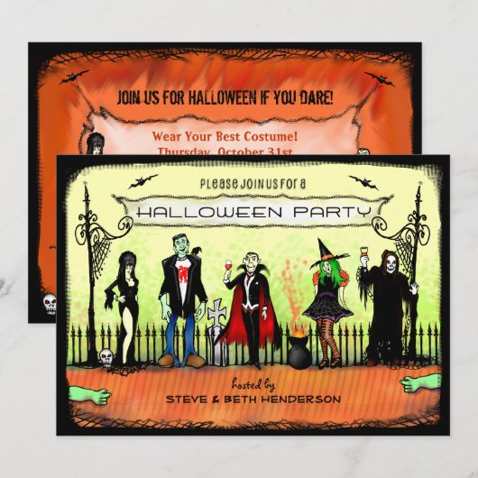Halloween Invite - Halloween Costume Party Kaart (Voorkant / Achterkant)