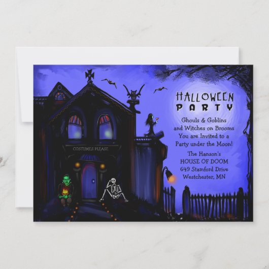 Halloween Invite - Haunted House Halloween Party Kaart (Voorkant)