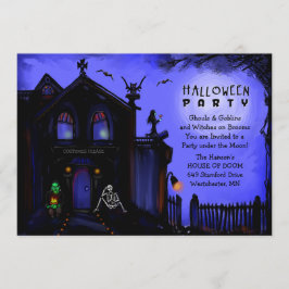 Halloween Invite - Haunted House Halloween Party Kaart