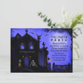 Halloween Invite - Haunted House Halloween Party Kaart (Staand voorkant)