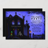 Halloween Invite - Haunted House Halloween Party Kaart (Voorkant / Achterkant)