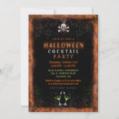 Halloween Invite - Rand met schedel en cocktails Kaart (Voorkant)