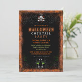 Halloween Invite - Rand met schedel en cocktails Kaart (Staand voorkant)