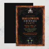 Halloween Invite - Rand met schedel en cocktails Kaart (Voorkant / Achterkant)