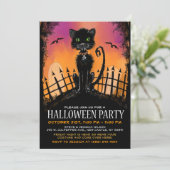 Halloween Invite - Scary Cat in Graveyard Kaart (Staand voorkant)