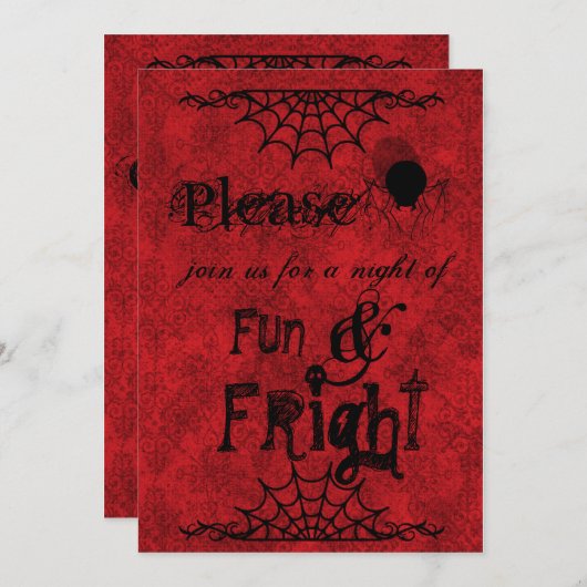 Halloween Invites in Crimson Kaart (Voorkant / Achterkant)