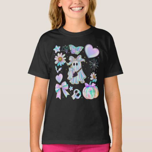 Halloween-Iridescent tie dye Neon Ghost Girl T-shirt (Voorkant)