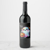 Halloween iriserende geest wijn etiket (Voorkant)