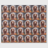 Halloween Irish Red Setter met pompoenen eng Cadeaupapier (Vlak)