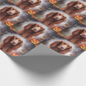 Halloween Irish Red Setter met pompoenen eng Cadeaupapier (Hoek)