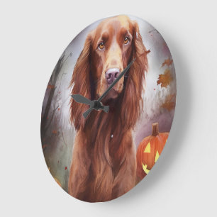 Halloween Irish Red Setter met pompoenen eng Grote Klok